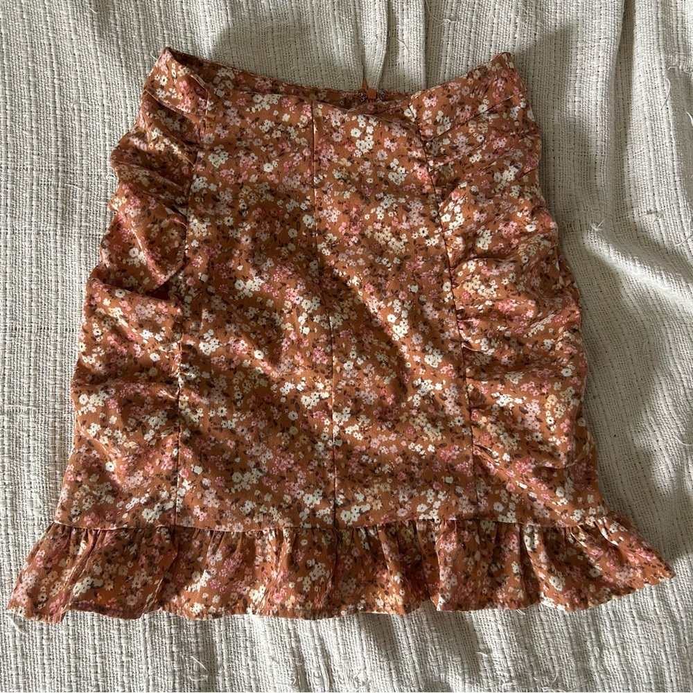 Floral Ruffle Mini Skirt